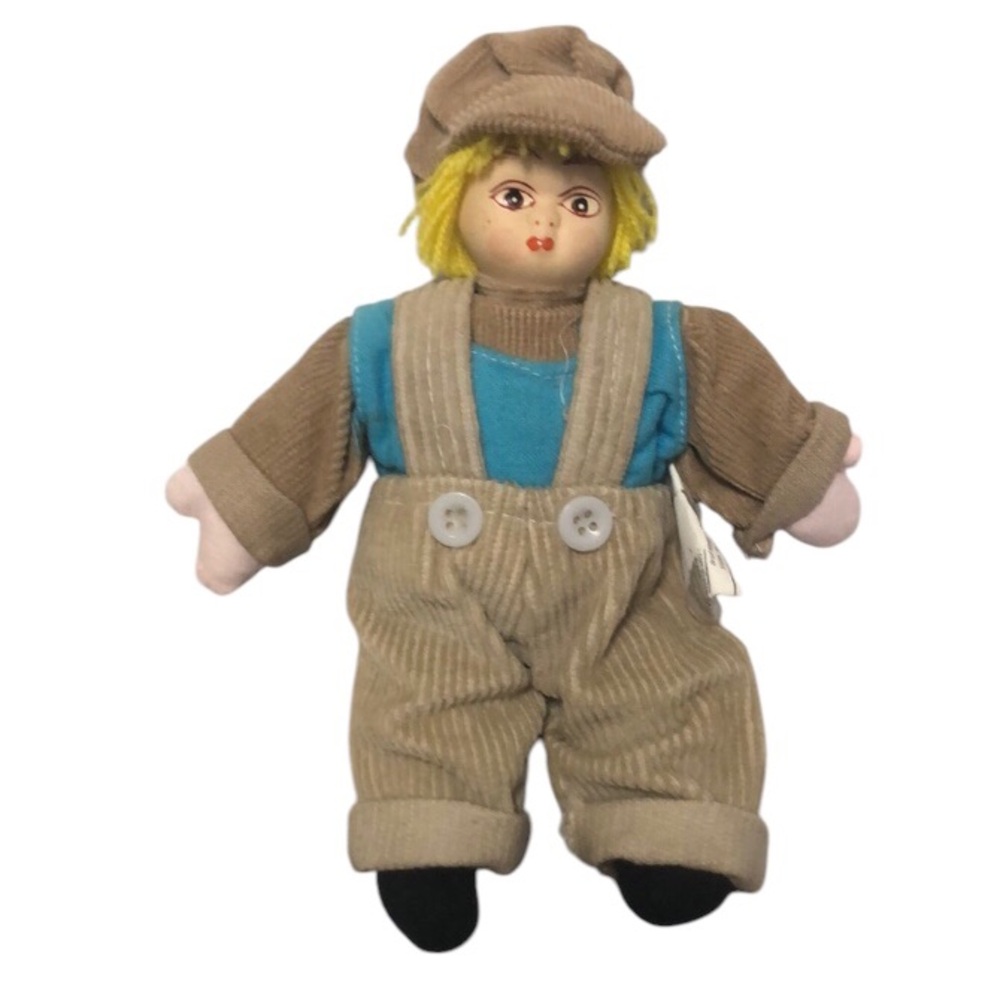 Vintage 7” Boy Porcelain Faced Doll